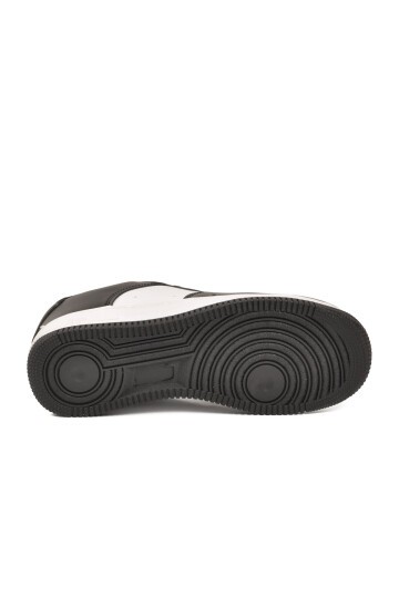 Siyah-Beyaz Bağcıklı Kalın Tabanlı Unisex Yürüyüş ve Spor Ayakkabı Klasik Sneaker Pekin Kısa