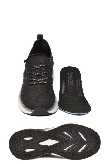 Siyah Geniş Kalıp Örme Hafızalı Taban Nefes Alan Kadın Yürüyüş ve Spor Ayakkabı Sneaker B264 Z