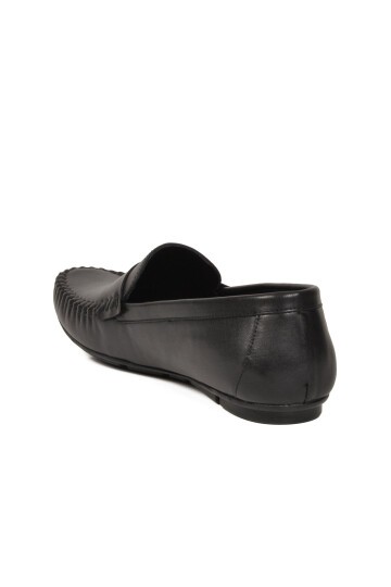Erkek Hakiki Deri Penny Loafer Ayakkabı Bağcıksız Mokasen Klasik Günlük Siyah 4180 M