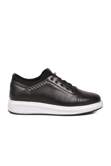 Erkek Siyah Hakiki Deri Comfort Rahat Taban Günlük Ayakkabı Sneaker 4190 M