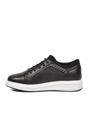 Erkek Siyah Hakiki Deri Comfort Rahat Taban Günlük Ayakkabı Sneaker 4190 M