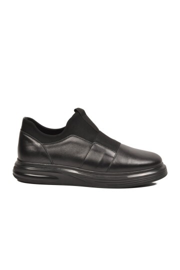 Erkek Siyah Hakiki Deri Erkek Slip-On Günlük Ayakkabı Sneaker 6961