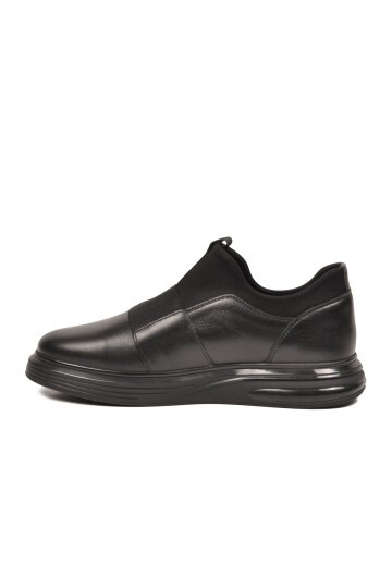 Erkek Siyah Hakiki Deri Erkek Slip-On Günlük Ayakkabı Sneaker 6961