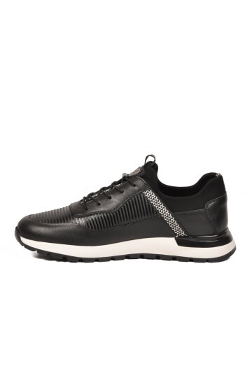 Siyah Hakiki Deri Erkek Memory Taban Casual Sneaker M033 M