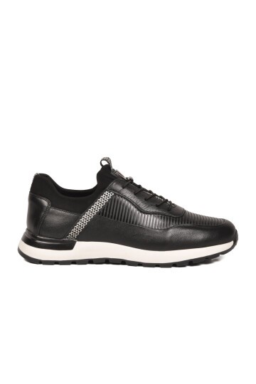 Siyah Hakiki Deri Erkek Memory Taban Casual Sneaker M033 M