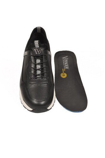 Siyah Hakiki Deri Erkek Memory Taban Casual Sneaker M033 M