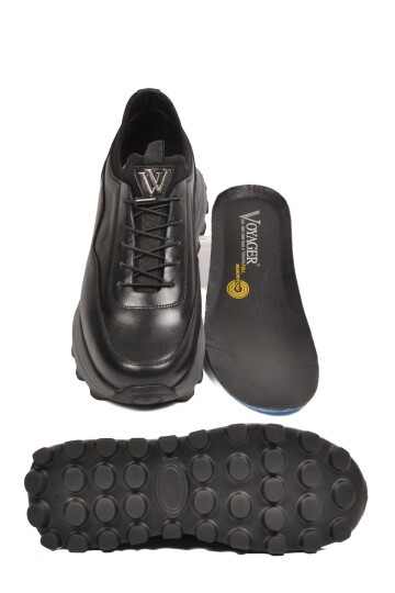 Siyah Premium Hakiki Deri Erkek Günlük Sneaker Memory Kalın Taban M084-2 M