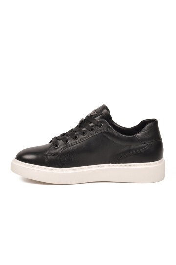 Siyah Hakiki Deri Bağcıklı Erkek Smart Casual Ayakkabı Sneaker M196 M