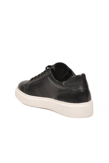 Siyah Hakiki Deri Bağcıklı Erkek Smart Casual Ayakkabı Sneaker M196 M