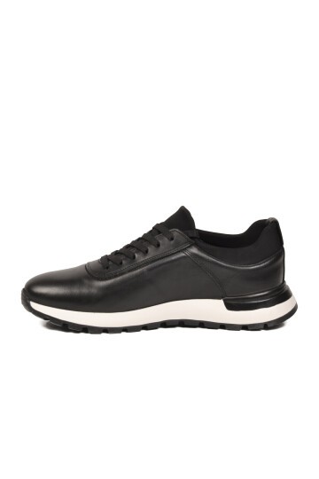 Erkek Siyah Hakiki Deri Günlük Ayakkabı Rahat Konforlu Şık Bağcıklı Sneaker M294  M