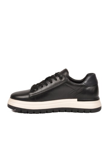 Siyah Memory Foam Rahat Şık Hakiki Deri Erkek Günlük Ayakkabı Sneaker M387 M