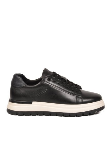 Siyah Memory Foam Rahat Şık Hakiki Deri Erkek Günlük Ayakkabı Sneaker M387 M