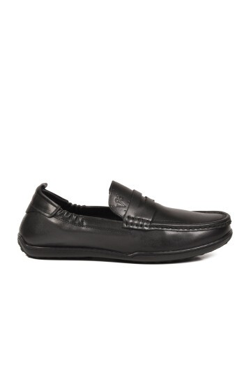 Erkek Hakiki Deri Hafızalı Taban Bağcıksız Mokasen Ayakkabı Rahat Smart Casual Siyah M420  M