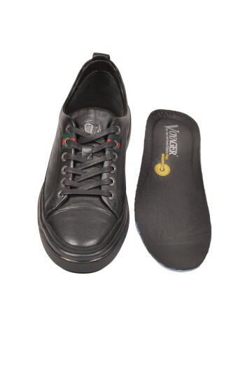 Siyah Hakiki Deri Erkek Casual Sneaker Memory Tabanlı Günlük Ayakkabı M665 M
