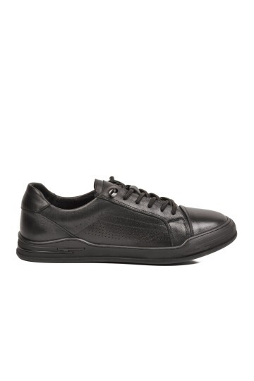 Siyah Hakiki Deri Erkek Günlük Sneaker Nefes Alabilen Memory Foam Casual Ayakkabı M682 M