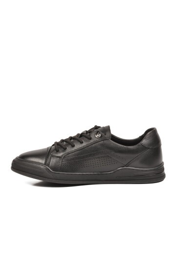Siyah Hakiki Deri Erkek Günlük Sneaker Nefes Alabilen Memory Foam Casual Ayakkabı M682 M