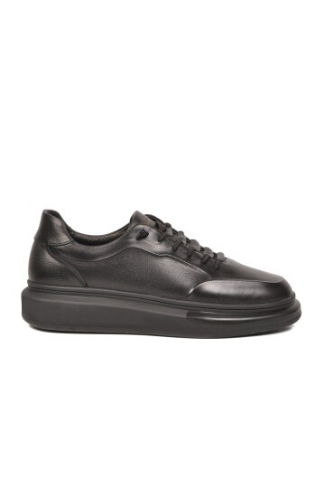 Siyah Hakiki Deri Erkek Sneaker Memory Taban Premium Günlük Ayakkabı M704-1 M