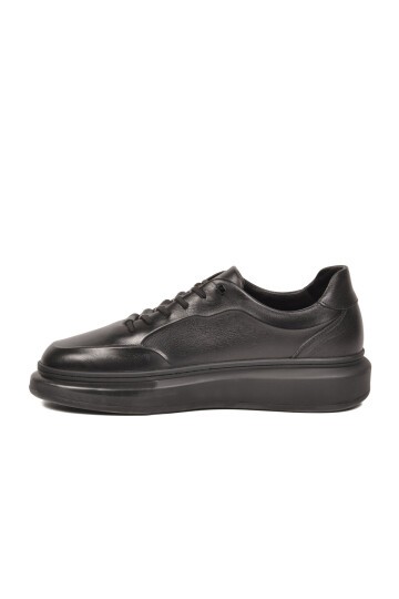 Siyah Hakiki Deri Erkek Sneaker Memory Taban Premium Günlük Ayakkabı M704-1 M