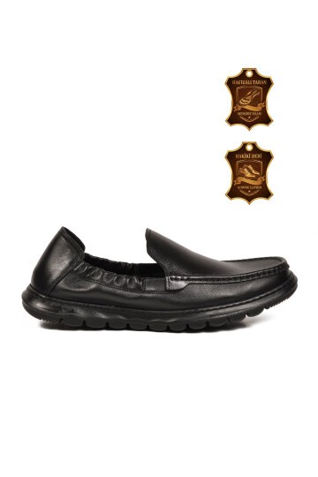 Siyah Rahat Hafızalı Taban Hakiki Deri Erkek Loafer Smart Casual Ayakkabı Sensitive M599 M