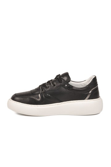Siyah Hakiki Deri anatomik Rahat Tabanlı Kadın Casual Sneaker Ayakkabı Z202 Z