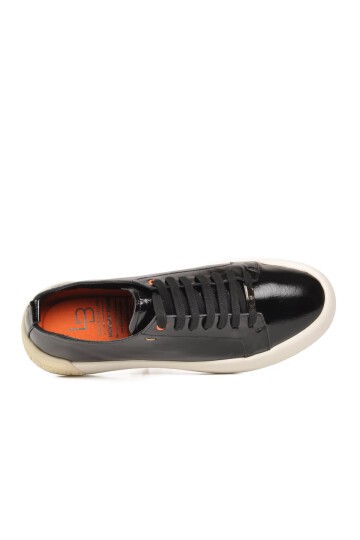 Siyah Kırışık Hakiki Deri Bağcıklı Kalın Rahat Tabanlı Erkek Casual Sneaker Ayakkabı 5404