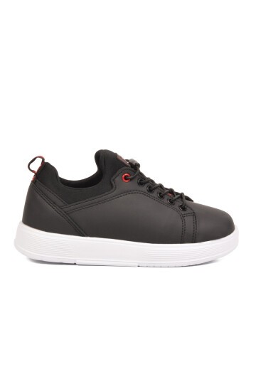 Siyah-Kırmızı Comfort Rahat Taban Lastik Bağcıklı Erkek Çocuk Sneaker Balase F