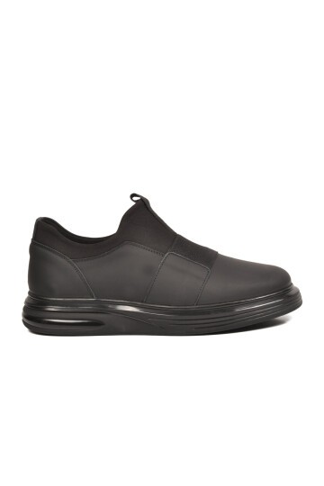 Erkek Siyah Nubuk Hakiki Deri Erkek Slip-On Günlük Ayakkabı Sneaker 6961