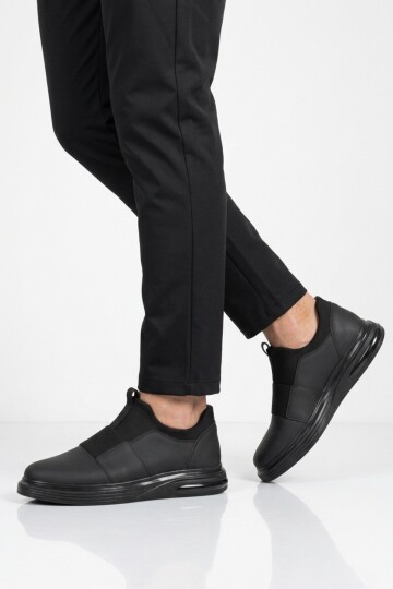 Erkek Siyah Nubuk Hakiki Deri Erkek Slip-On Günlük Ayakkabı Sneaker 6961