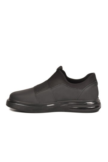 Erkek Siyah Nubuk Hakiki Deri Erkek Slip-On Günlük Ayakkabı Sneaker 6961