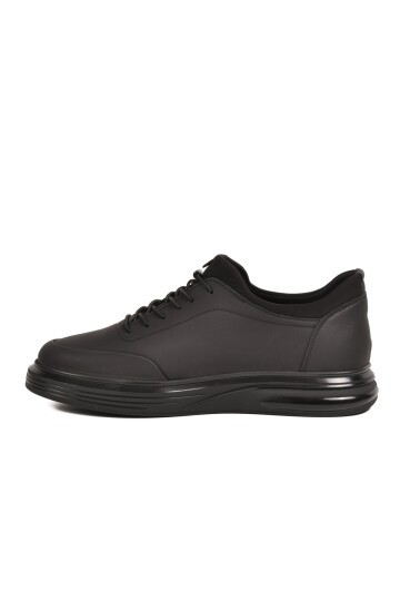 Siyah Mat Nubuk Erkek Günlük Ayakkabı Memory Tabanlı Casual Sneaker 6630-1 M