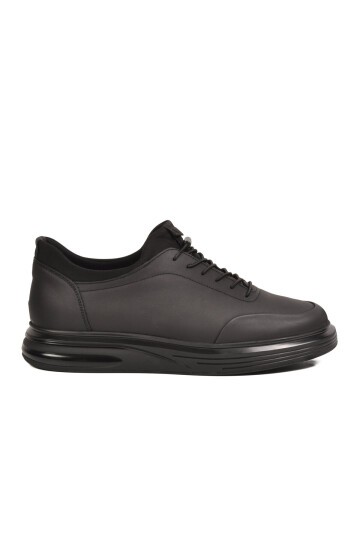 Siyah Mat Nubuk Erkek Günlük Ayakkabı Memory Tabanlı Casual Sneaker 6630-1 M