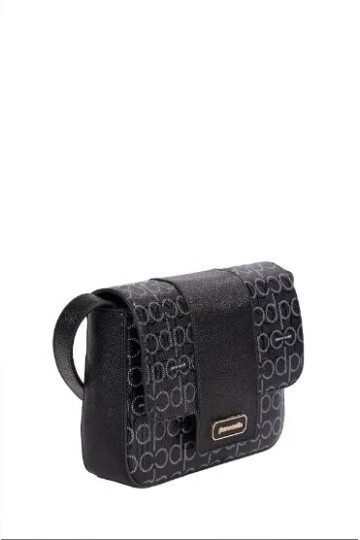 Siyah Monogram Desenli Kadın Çapraz Askılı Omuz Çantası 05PC24K805-PMN