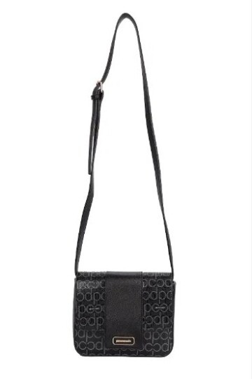 Siyah Monogram Desenli Kadın Çapraz Askılı Omuz Çantası 05PC24K805-PMN