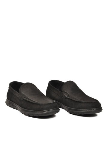 Siyah Nubuk Hakiki Deri Anatomik Tabanlı Erkek Casual Ayakkabı Loafer M732