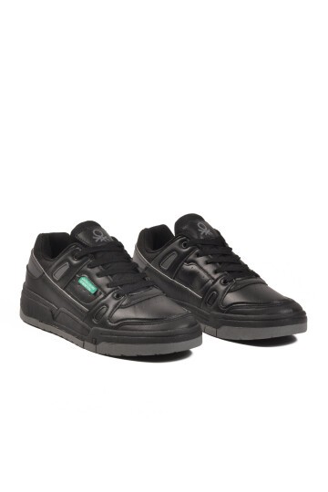 Siyah Bağcıklı Kalın Rahat Tabanlı Erkek Yürüyüş ve Spor Ayakkabı Sneaker BNI-11135
