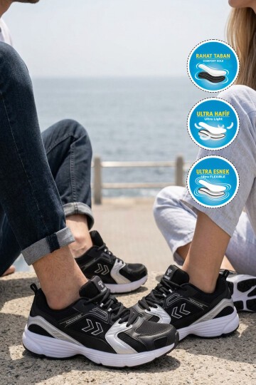 Siyah Nefes Alabilen File Detaylı Hafif Taban Erkek Yürüyüş ve Spor Ayakkabı Sneaker 900911 Hml Performance 930