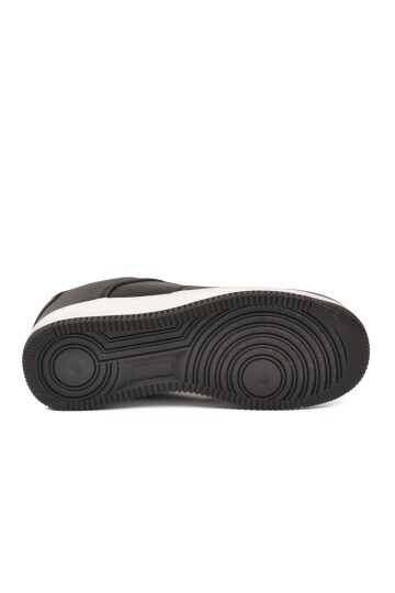 Siyah Bağcıklı Kalın Tabanlı Unisex Yürüyüş ve Spor Ayakkabı Klasik Sneaker Pekin Kısa