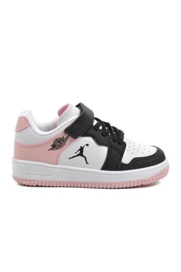 Siyah-Pudra Çocuk Cırt Cırtlı Basketbol Sneaker Spor Ayakkabı