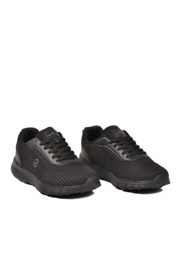Erkek Siyah-Siyah Günlük Spor Ayakkabı Hafif Rahat Tabanlı Bağcıklı Sneaker 26108