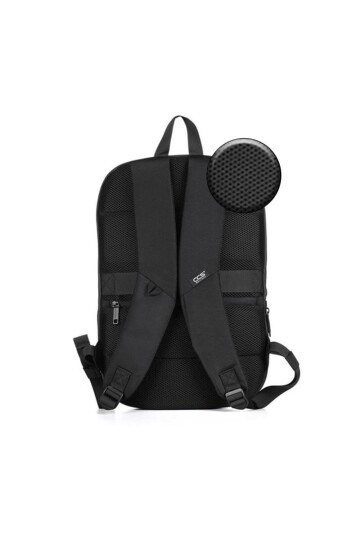 Siyah-Siyah Çok Bölmeli Tek Omuz Askılı Usb Girişli Dayanıklı Unisex Laptop ve Sırt Çantası 31304