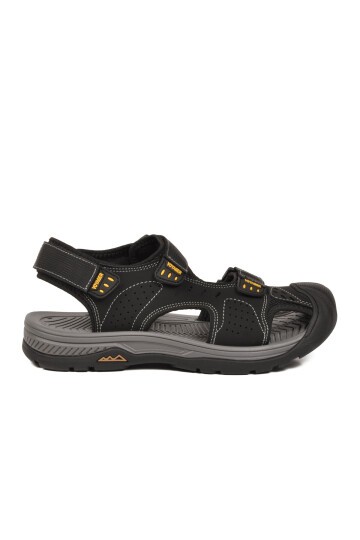 Erkek Siyah Kapalı Burun Cırtlı Günlük Yürüyüş Outdoor Sandalet E337 M