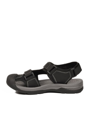 Erkek Siyah Kapalı Burun Cırtlı Günlük Yürüyüş Outdoor Sandalet E337 M