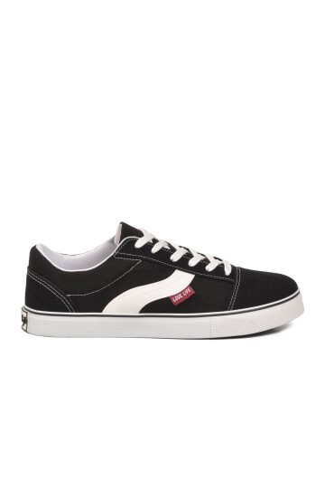 Erkek Siyah Günlük Spor Ayakkabı Bağcıklı Casual Kanvas Sneaker 1002