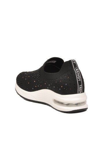 Kadın Siyah Örme Saya Air Tabanlı Günlük Sneaker Yürüyüş Ayakkabısı B265 Z