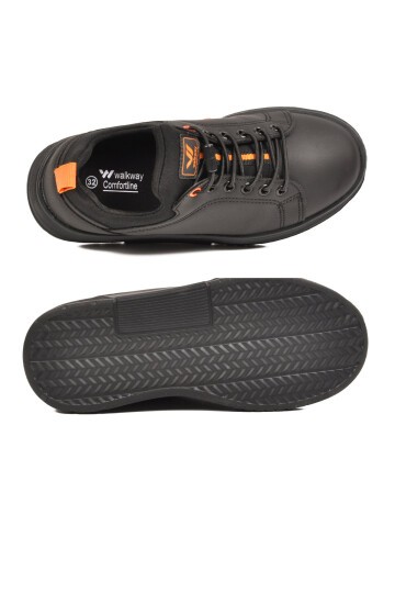 Siyah-Turuncu Comfort Rahat Taban Lastik Bağcıklı Erkek Çocuk Sneaker Balase F