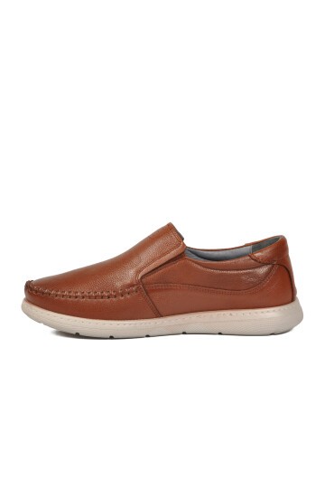 Taba Hakiki Deri Yan Lastikli Erkek Günlük Ayakkabı Loafer 125 M