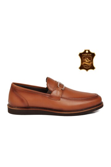 Erkek Taba Hakiki Deri Klasik Loafer Smart Casual Ayakkabı 5768 M