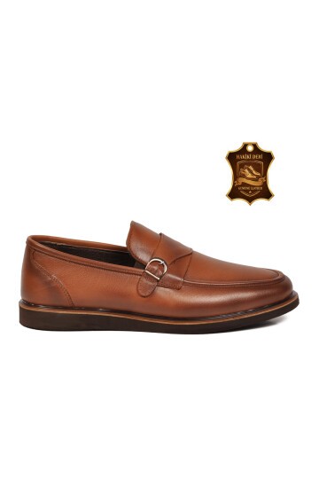 Erkek Taba Hakiki Deri Günlük Şık Rahat Tabanlı Klasik Ayakkabı Loafer 5770 M