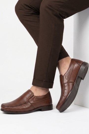Erkek Hakiki Deri Klasik Mokasen Loafer Ayakkabı Taba Sensitive 3607-1 M