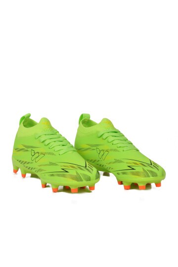 Yeşil Çoraplı Bağcıklı Unisex Çocuk Futbol Ayakkabısı Krampon Strike F